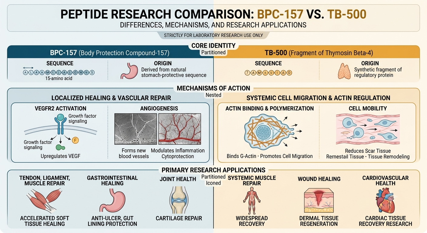 BPC-157 vs. TB-500: Differences, Mechanisms, and Research Applications